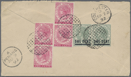 Br Malaiische Staaten - Straits Settlements: 1892, 2 C. Brick Rose, Two Vertical Pairs And Horizontal Pair 1 C. On 8 C. - Straits Settlements