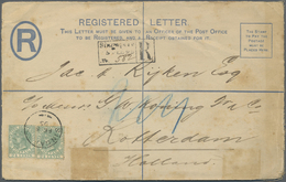 GA Malaiische Staaten - Straits Settlements: 1895. Registered Postal Stationery Envelope (faults/soiled) 5c Blue Upgrade - Straits Settlements