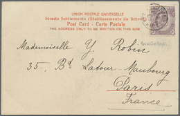 Br Malaiische Staaten - Straits Settlements: 1905. Picture Post Card To France Bearing SG 128, 3c Purple Tied By French - Straits Settlements