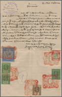 Br Malaiische Staaten - Straits Settlements: 1929 Fiscal Document Used In MALACCA, Bearing Straits KGV. $25, $5(x2), $2, - Straits Settlements