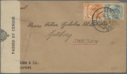 Br Malaiische Staaten - Straits Settlements: 1937, KGVI 4 C And 8 C On Envelope Sent From "SINGAPORE 18 DE 1939" To Göte - Straits Settlements