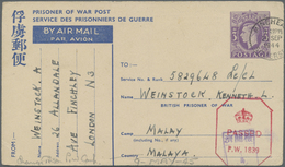 GA Malaiischer Staatenbund: 1944. Great Britain 'Prisoner Of War/Air Mail' Postal Stationery Card 3d Violet Addressed To - Federated Malay States