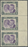 ** Malaiische Staaten - Johor: 1935 'Sultan Sir Ibrahim And Sultana' 8c. Violet & Slate, Vertical Strip Of Three With Sh - Johore