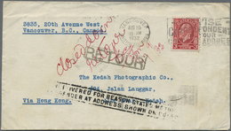 Br Malaiische Staaten - Kedah: 1932. Envelope Written From Vancouver Addressed To Alor Star, Kedah Bearing Canada SG 315 - Kedah