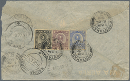 Malaiische Staaten - Pahang: 1938, 12 C., 10 C. And 1 C. Resp. 30 C. And 1 C. Ea. Canc. "MENTAKAB" To Reverse Of 2 Regis - Pahang