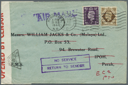 Br Malaiische Staaten - Perak: 1941. Air Mail Envelope Addressed To Penang Bearing Great Britain SG 467, 3d Violet And S - Perak