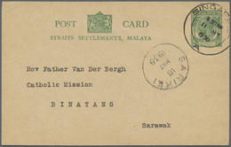 GA Malaiische Staaten - Sarawak: 1936. Straits Settlements 2c Green Postal Stationery Card Cancelled By Singapore Double - Altri & Non Classificati