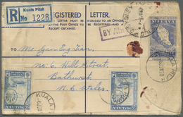 GA Malaysia: 1957/1960: Two Postal Staionery Envelopes Used To AUSTRALIA, With 1) 10c. Envelope Uprated 30c.(x2) 1957 Fr - Malesia (1964-...)