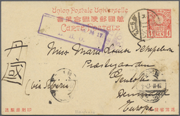 GA Mandschuko (Manchuko): 1917. Japanese Postal Stationery Card 4s Carmine Written From Feng Huang Cheng, Manchuria Canc - 1932-45 Manchuria (Manchukuo)