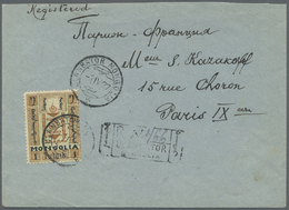 Br Mongolei: 1926, 1 T. Tied "ULAN BATOR -1 IV 27" To Registered Cover To Paris/France W. May 2 Arrival On Reverse. - Mongolie