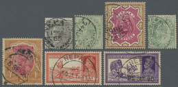 Br/O Nepal: 1865-1941: Seven Indian Stamps And One Cover All Used In NEPAL, From 1856 QV 4a. Grey-black Cancelled By "NE - Nepal