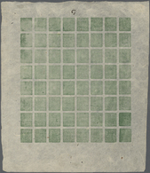 (*) Nepal: 1898/1917, 4a Green (Scott #17), Complete Sheet Of 64, Unused As Issued, With Inverted Cliché At Position 54. - Nepal