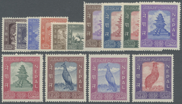 ** Nepal: 1959/1960, Definitives Complete Set Incl. Birds Etc., Mint Never Hinged, Mi. € 170,-- - Nepal