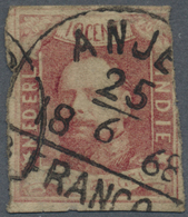 O Niederländisch-Indien: 1864, Willem III 10 C. Canc. "ANJE(R) 25/6 1868", Partically Cut In At Right, Otherwise Full Ma - Netherlands Indies