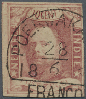 O Niederländisch-Indien: 1864, Willem III 10 C. Canc. "POERWAKA(RTA) 18/6 6.", Right Side Cut To Lupe Margin, Otherwise - Indie Olandesi