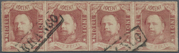 O Niederländisch-Indien: 1864, Willem III 10 C., A Horizontal Strip-4 Canc. Two Strikes Boxed "FRANCO", Slightly Touched - Indes Néerlandaises