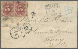 Br Niederländisch-Indien: 1893, Vierkant Dater "ANJER 5 12 1893" On Unpaid Letter With "T" Alongside And Blue Crayon "50 - Netherlands Indies