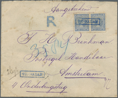 Br Niederländisch-Indien: 1899. Registered Envelope (traces Of Aging) Addressed To Amsterdam Bearing SG 97, 20c Ultramar - Indie Olandesi