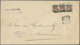 Br Niederländisch-Indien: 1903, Business Letter Franked With 50 Cent. Wilhelmina In Strip Of Three, Left Stamp Folded. W - Indie Olandesi