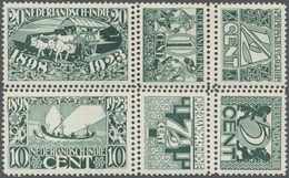 */** Niederländisch-Indien: 1923f., Essays: Block Of Six In Green, Essays For The Jubilee Issue, Displaying A Mix Of "ar - Indie Olandesi