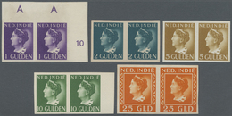 (*)/ Niederländisch-Indien: 1941/47 Series, 10 C.- 25 Gld., Imperforated Ungummed Proofs In Horizontal Pairs (15), 10 Wi - Netherlands Indies