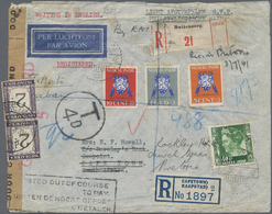 Br Niederländisch-Indien: 1941. Registered Air Mail Envelope (faults/creased) Addressed To South Africa Bearing SG 352, - Netherlands Indies