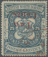O Nordborneo: 1890 "Two Cents." On 25c. Indigo, Variety "OVERPRINT INVERTED", Used And Cancelled By Sandakan '4 MAR ...' - Borneo Del Nord (...-1963)