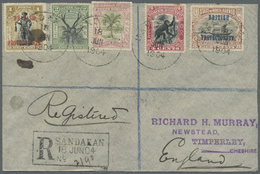 Br Nordborneo: 1904. Registered Envelope To England Bearing SG 95, 2c Black And Green, SG 97, 3c Green And Mauve, SG 99, - Borneo Del Nord (...-1963)