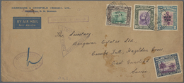 Nordborneo: 1939, Airmail-envelope (little Toned) Bearing MiNr. 224,225,22,230,233-35 On Front/back Cancelled "JESSELTON - North Borneo (...-1963)