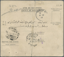 Br Palästina: 1924, ADVICE OF DELIVERY Franked With Surcharged 13 M From JERUSALEM To FANAR (Constantinopel) And Back. S - Palestina