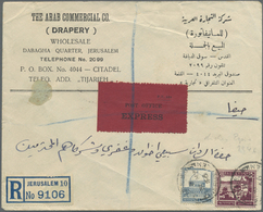 Br Palästina: 1945/46, Express Registered Cover With 50 M. From "JERUSALEM 10 CITADEL P.O." To Haifa; Air Mail Cover End - Palestine