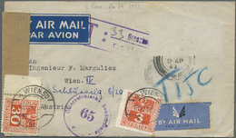 Br Palästina: 1947, Cover From ("HAIFA) 9 AP 47" With Stamps Removed On Airmail Cover To Austria, Taxed "T 33 Gr." And A - Palestina