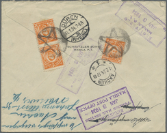 Br Philippinen: 1934, 12 C. Lincoln (3 Inc. Pair) Tied Star To Reverse Of Registered Cover "MANILA JAN 3 1934"  Via Sibe - Philippines