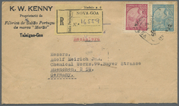 Br Portugiesisch-Indien: 1935/1937 Two Registered Covers From Nova Goa To Munich, Germany As 1) 1935 Printed Envelopes ( - India Portoghese