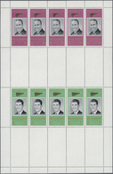 ** Ras Al Khaima: 1966, American Astronauts, Perforated Issue, Four Complete Se-tenant Gutter Sheets (comprising Five Se - Ras Al-Khaima