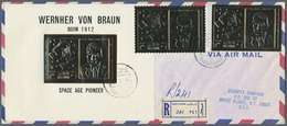 Br Ras Al Khaima: 1969, 4r. "Wernher Von Braun", Gold Issue, Perf. And Imperf. Stamp Plus The Souvenir Sheet On Register - Ras Al-Khaima