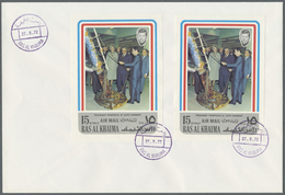 Br Ras Al Khaima: 1972, President Pompidou At Cape Kennedy, Perf. And Imperf. Issue, Complete Sets Of Three Values Each - Ras Al-Khaima