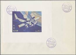 Br Ras Al Khaima: 1972, Skylab Program, DE LUXE SHEETS With White Margin, Complete Set Of Three Values On Three Unaddres - Ra's Al-Chaima