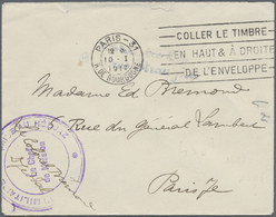 Br Saudi-Arabien - Hedschas: 1917. Stampless Envelope Addressed To France Cancelled By Circular 'Mission Militaire Franc - Arabie Saoudite