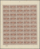 ** Saudi-Arabien - Hedschas: 1925, 1 Pa. Lilacbrown Complete Sheet Of 50 With Margins, Red Overprinted, Mint Never Hinge - Arabia Saudita