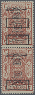 * Saudi-Arabien - Hedschas - Portomarken: 1925, 3 Pia. Brown Vertical Pair, Typo Double First Ovpt., One Invtd. & Second - Saudi Arabia