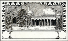 Saudi-Arabien: 1960 Ca., Mekka Mosque Pen & Ink Artwork Essay By Strekalowsky, 24x14 Cm. Without Value, Unadopted Issue, - Arabie Saoudite