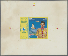 (*) Schardscha / Sharjah: 1971, Boy Scouts, 35dh. Proof Sheet With Mirror-inverted Design On Photographic Paper, Some To - Sharjah