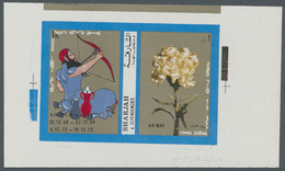 (*) Schardscha / Sharjah: 1972, Zodiac Signs/Flowers/Space, Three Different Imperforate Proofs On Ungummed Paper: One Si - Sharjah