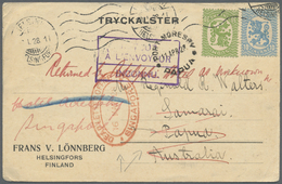 Br Singapur: 1928 "DEAD LETTER OFFICE SINGAPORE/16 MAY 28" Double Oval Datestamp In Red On Postcard From Helsingfors, FI - Singapour (...-1959)