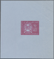 GA Südarabische Föderation: 1967, TRIAL COLOUR DIE PROOF Of Impressed Stamp For The 25f. Federal Crest Aerogramme, Print - Yemen