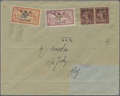 Br Syrien: 1921, Air Mail Violet Handstamped Issue "POSTE PAR AVION" Pair 1p./20c. Lilac-brown, 5p./1F. Carmine Olive An - Syria