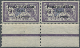 **/* Syrien: 1923, Airmails "Syrie-Grand Liban", Wide Spacing 3¾mm, 3pi. On 60c. Violet/blue, Horiz. Pair, Left Stamp Sh - Syria