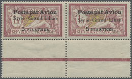 **/* Syrien: 1923, Airmails "Syrie-Grand Liban", Wide Spacing 3¾mm, 5pi. On 1fr. Red/green, Horiz. Pair, Left Stamp Show - Siria