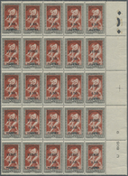 ** Syrien: 1924, Olympic Games, Complete Set Of Four Values Each As (mainly Marginal) Block Of 25 Stamps, 1.25pi. On 25c - Syrie